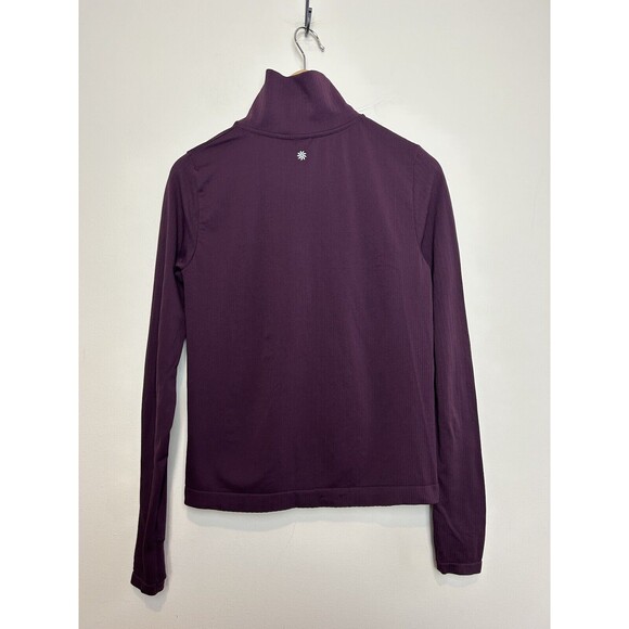 Athleta Purple Flurry Seamless Long Sleeve Henley Top Spiced Cabernet Size M - Picture 7 of 9